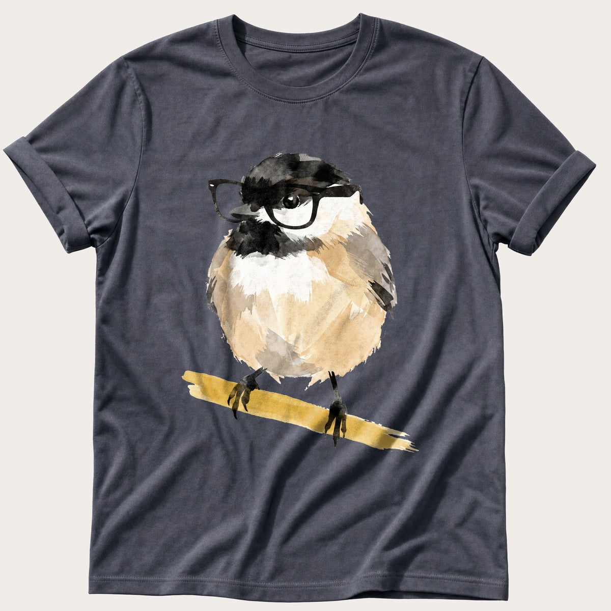 Chickadee In Glasses — Navy Comfort Colors tee