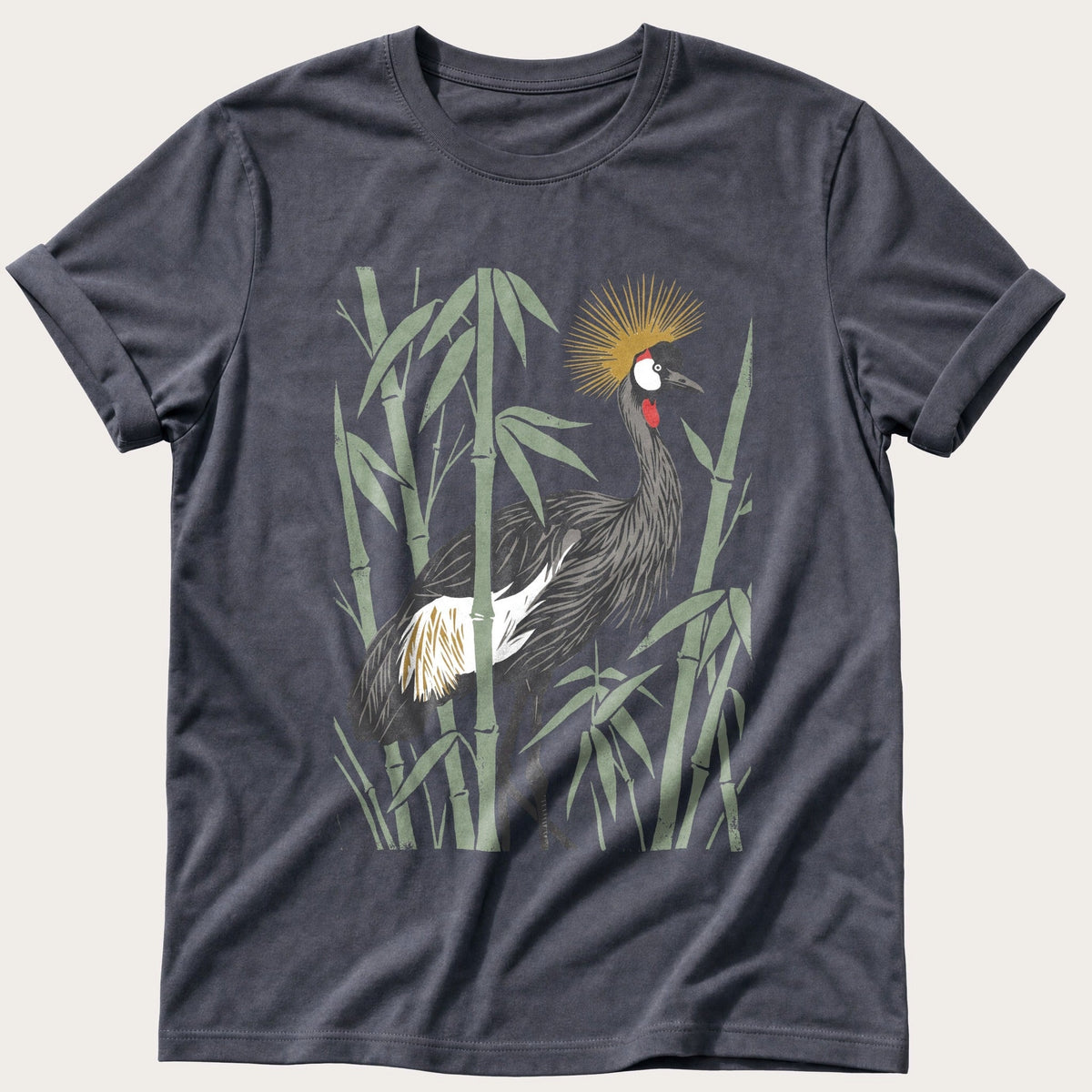 Crane In The Bamboo — Navy Comfort Colors tee