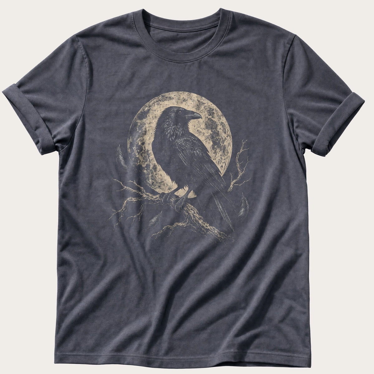 Crow Under Moon — Navy Comfort Colors tee