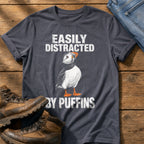 Distracted By Puffins — Navy Comfort Colors tee