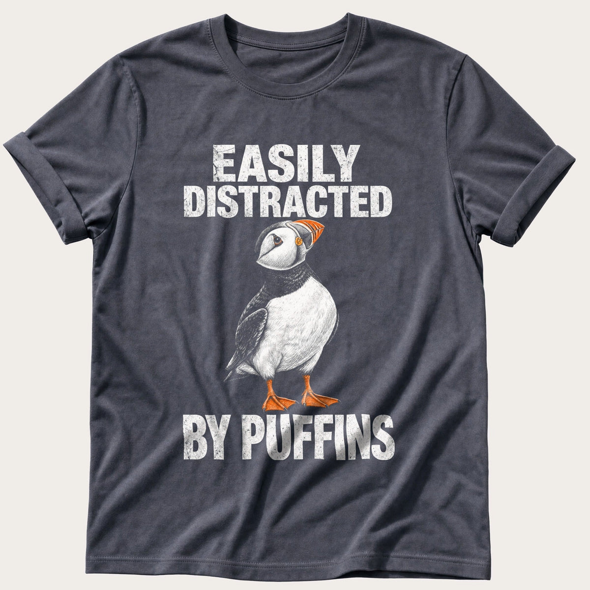 Distracted By Puffins — Navy Comfort Colors tee