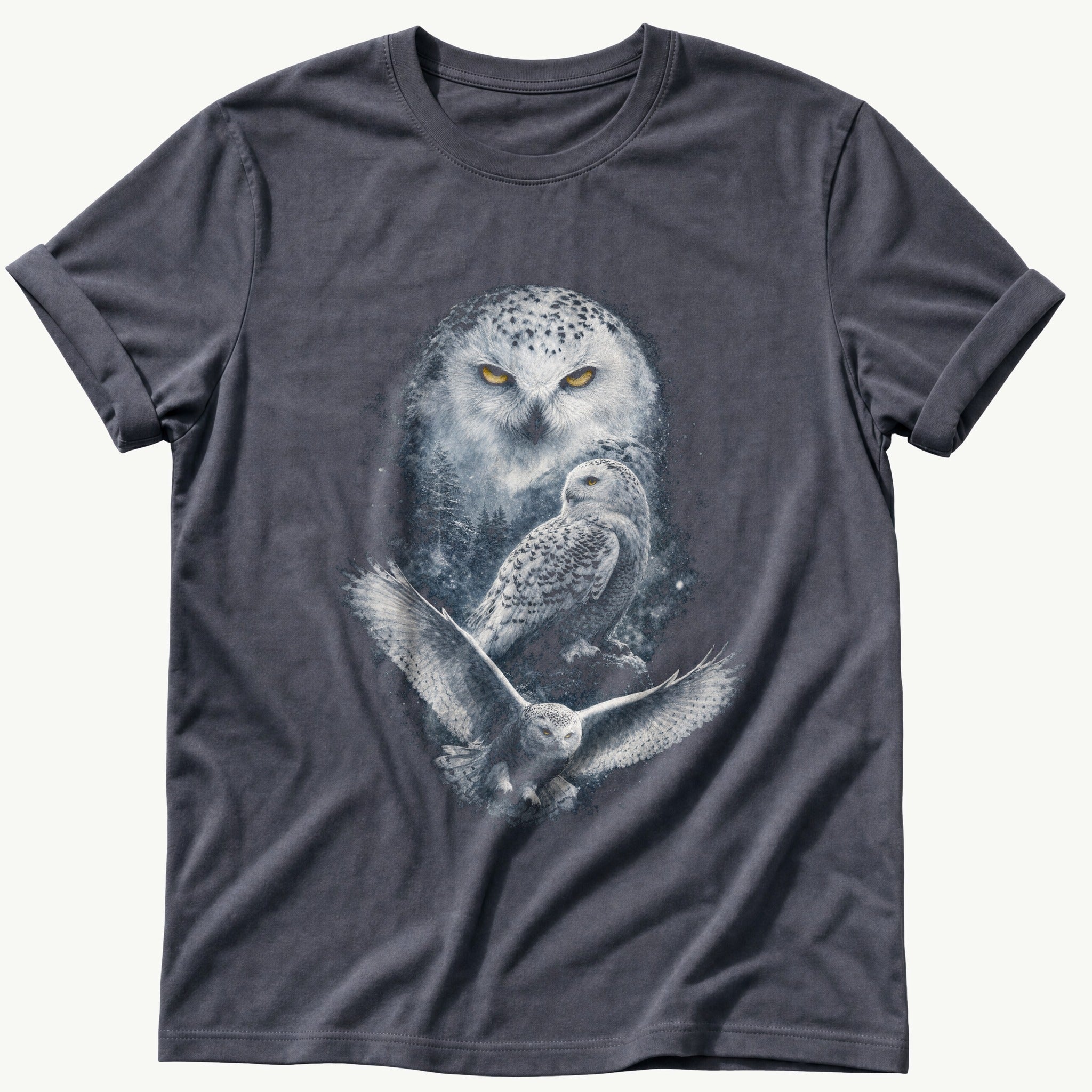 dramatic-snow-owl — Navy Comfort Colors tee