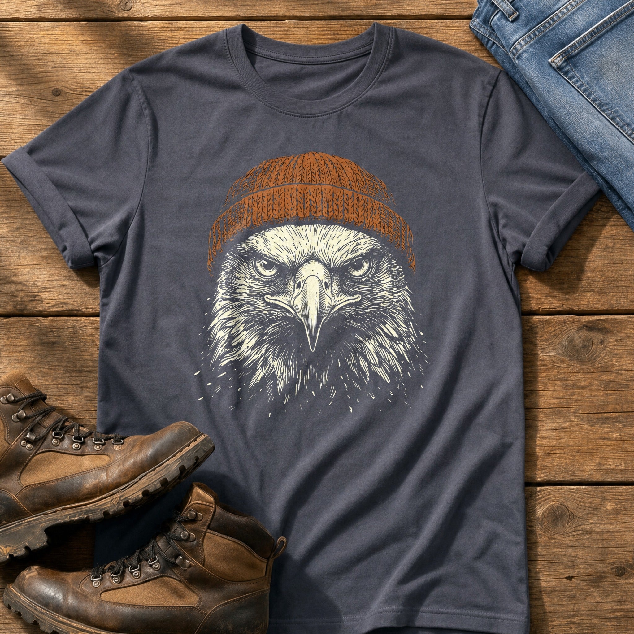 Eagle Beanie 55 — Navy Comfort Colors tee