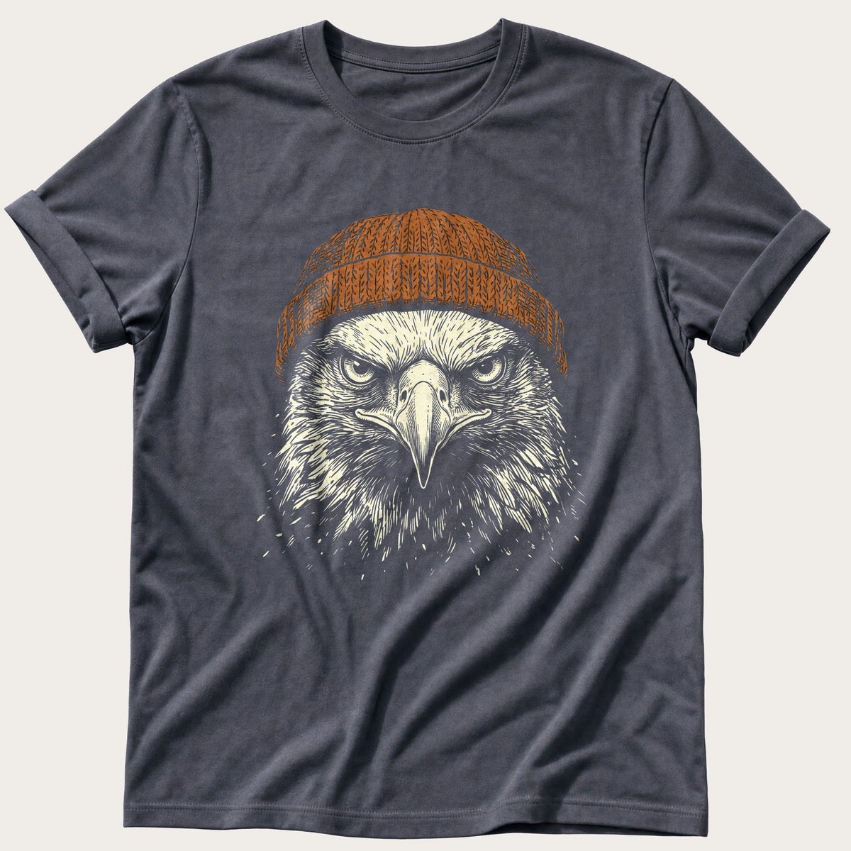 Eagle Beanie 55 — Navy Comfort Colors tee