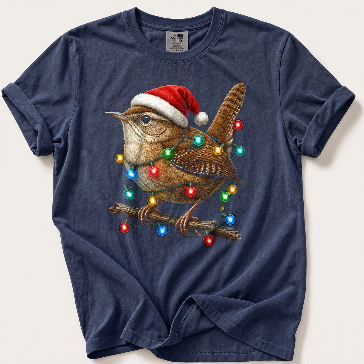 Fairy Light Wren — Navy Comfort Colors tee