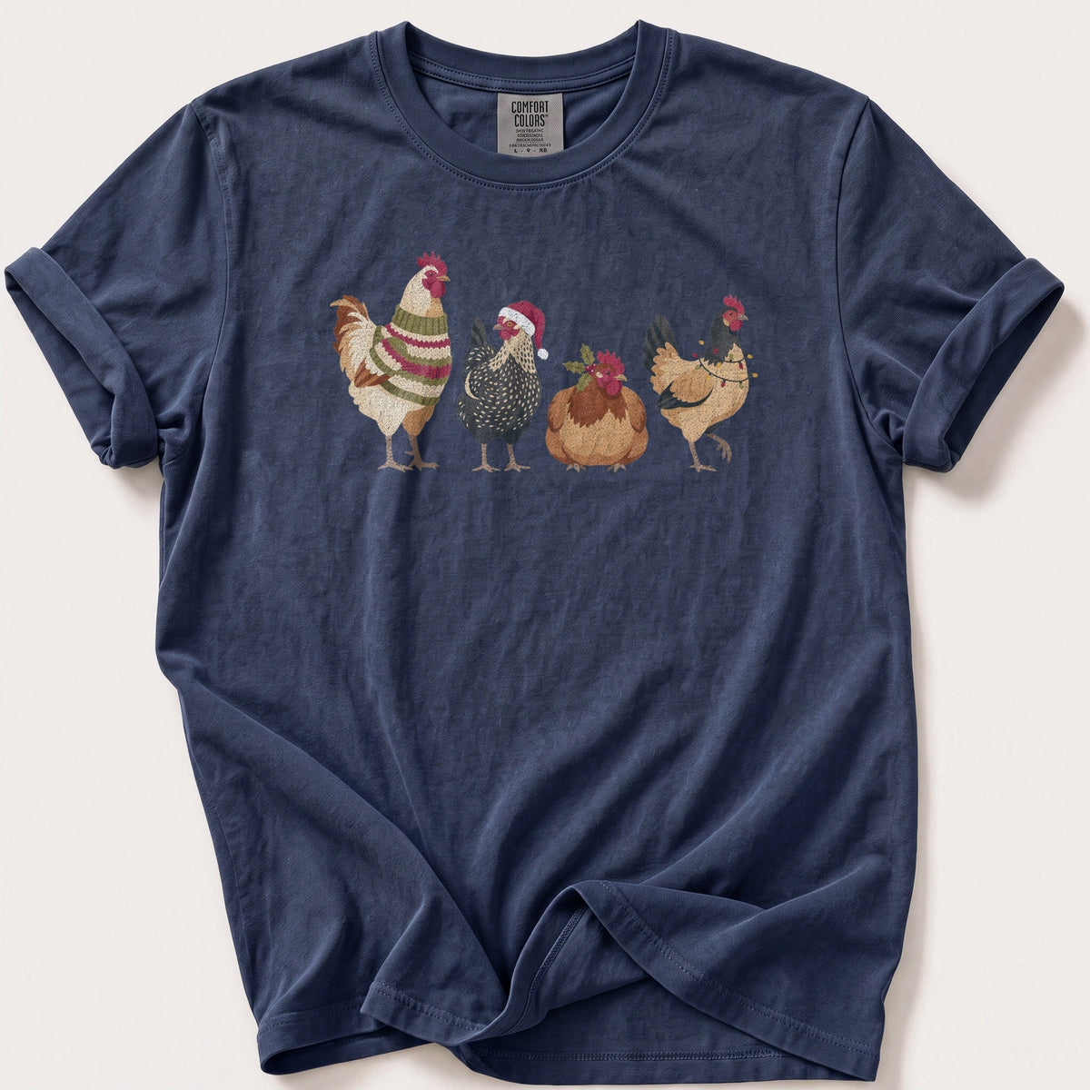 Festive Hen Line Up — Navy Comfort Colors tee