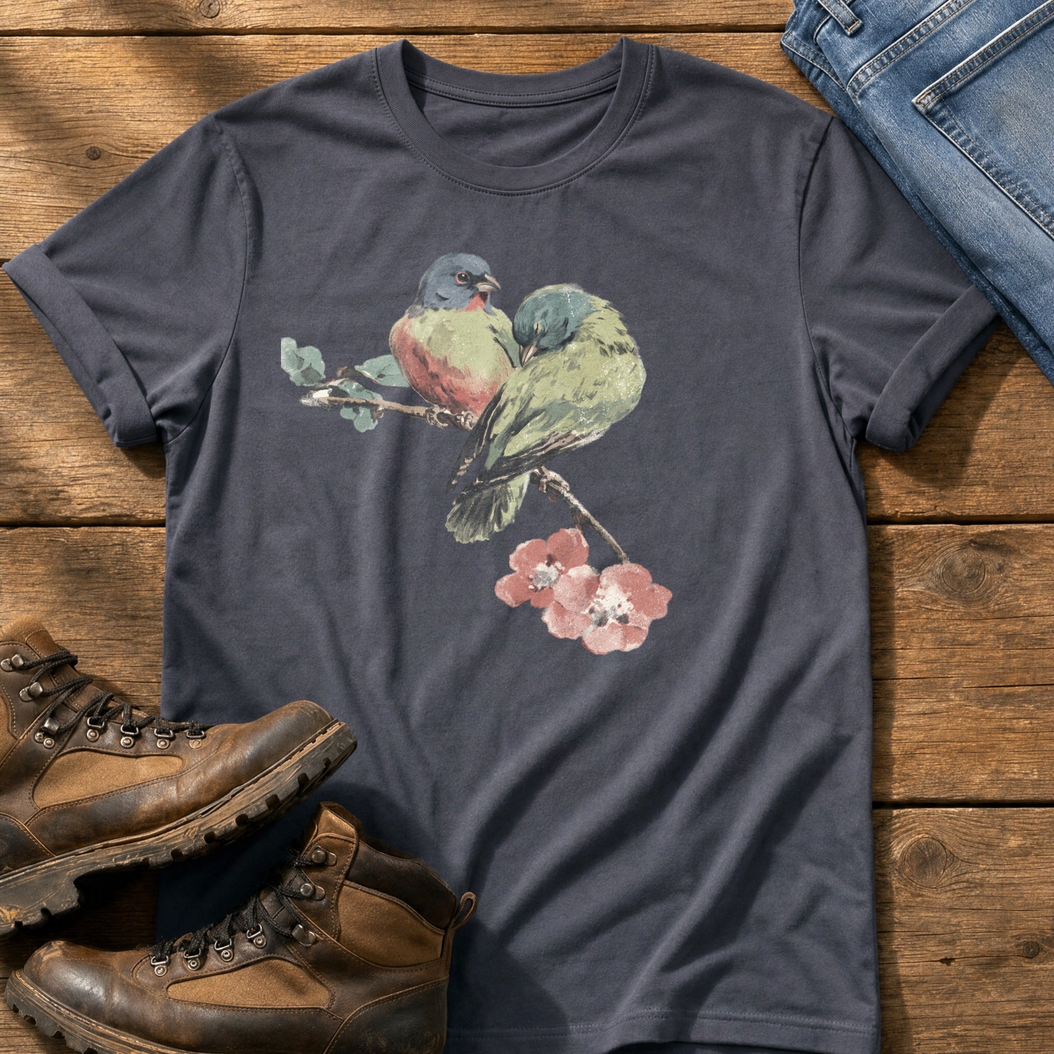 Finches On A Branch — Navy Comfort Colors tee