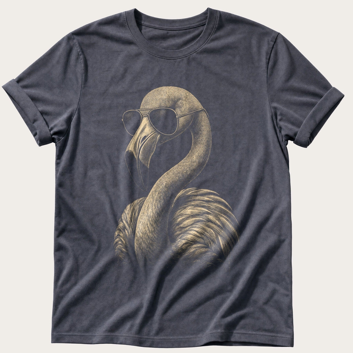Flamingo In Shades — Navy Comfort Colors tee