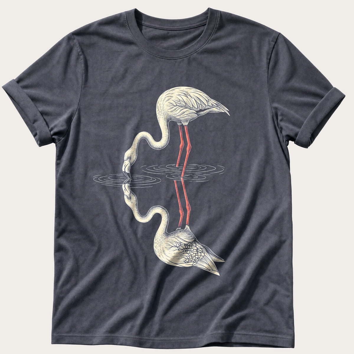 Flamingo Reflections — Navy Comfort Colors tee