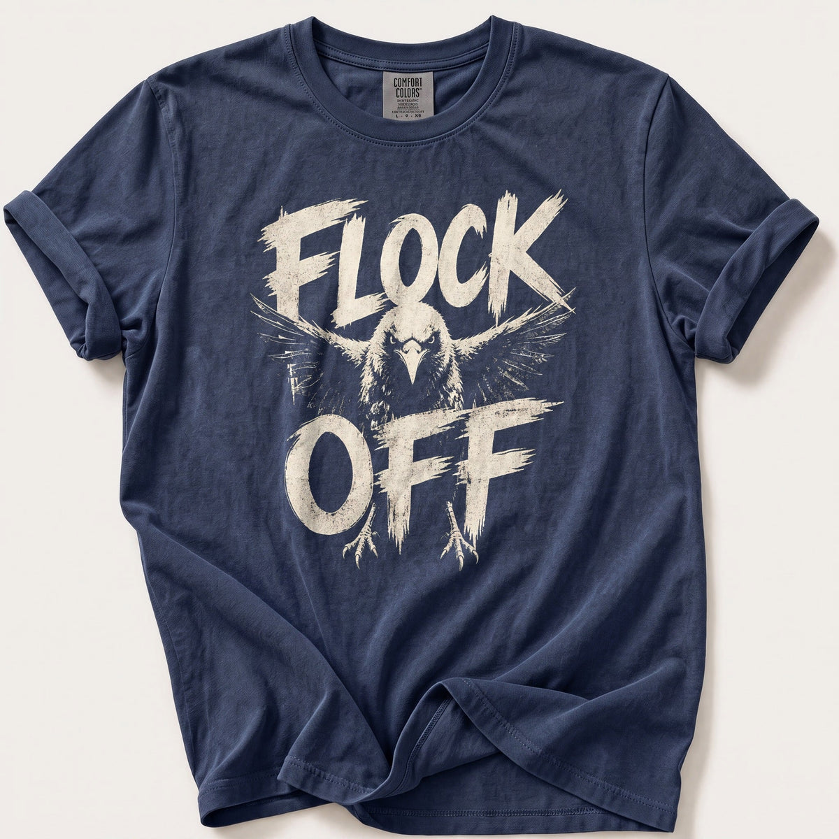 Flock Off — Navy Comfort Colors tee