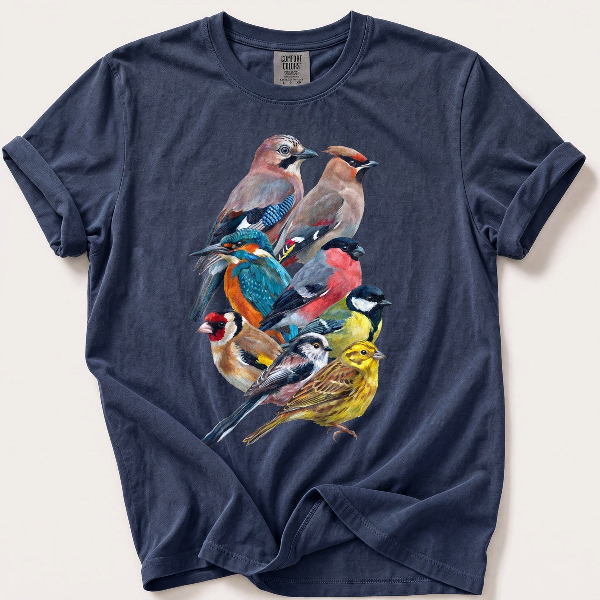 Garden Birds Of Britain — Navy Comfort Colors tee