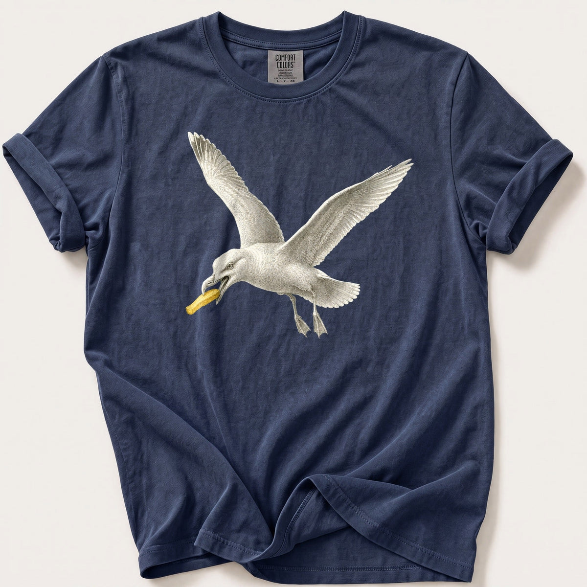 Gull With A Chip — Navy Comfort Colors tee