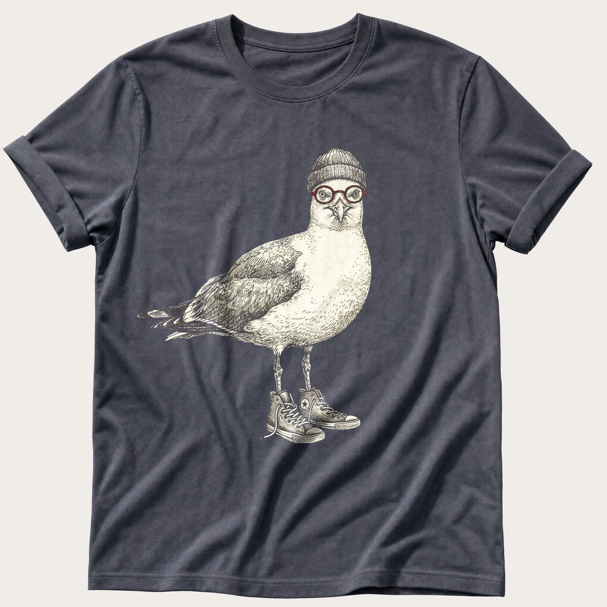 Hipster Seagull — Navy Comfort Colors tee
