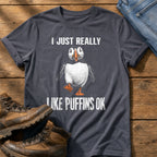 I Just Like Puffins — Navy Comfort Colors tee