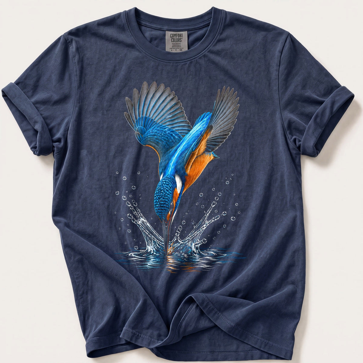 Kingfisher Splashdown — Navy Comfort Colors tee