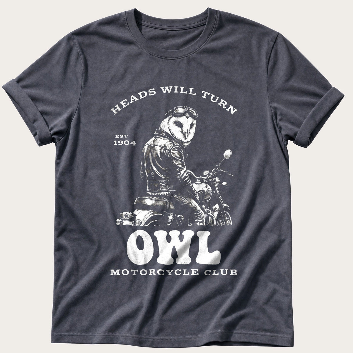 Night Rider Owl — Navy Comfort Colors tee