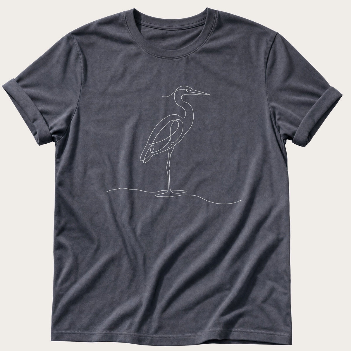 One Line Heron — Navy Comfort Colors tee