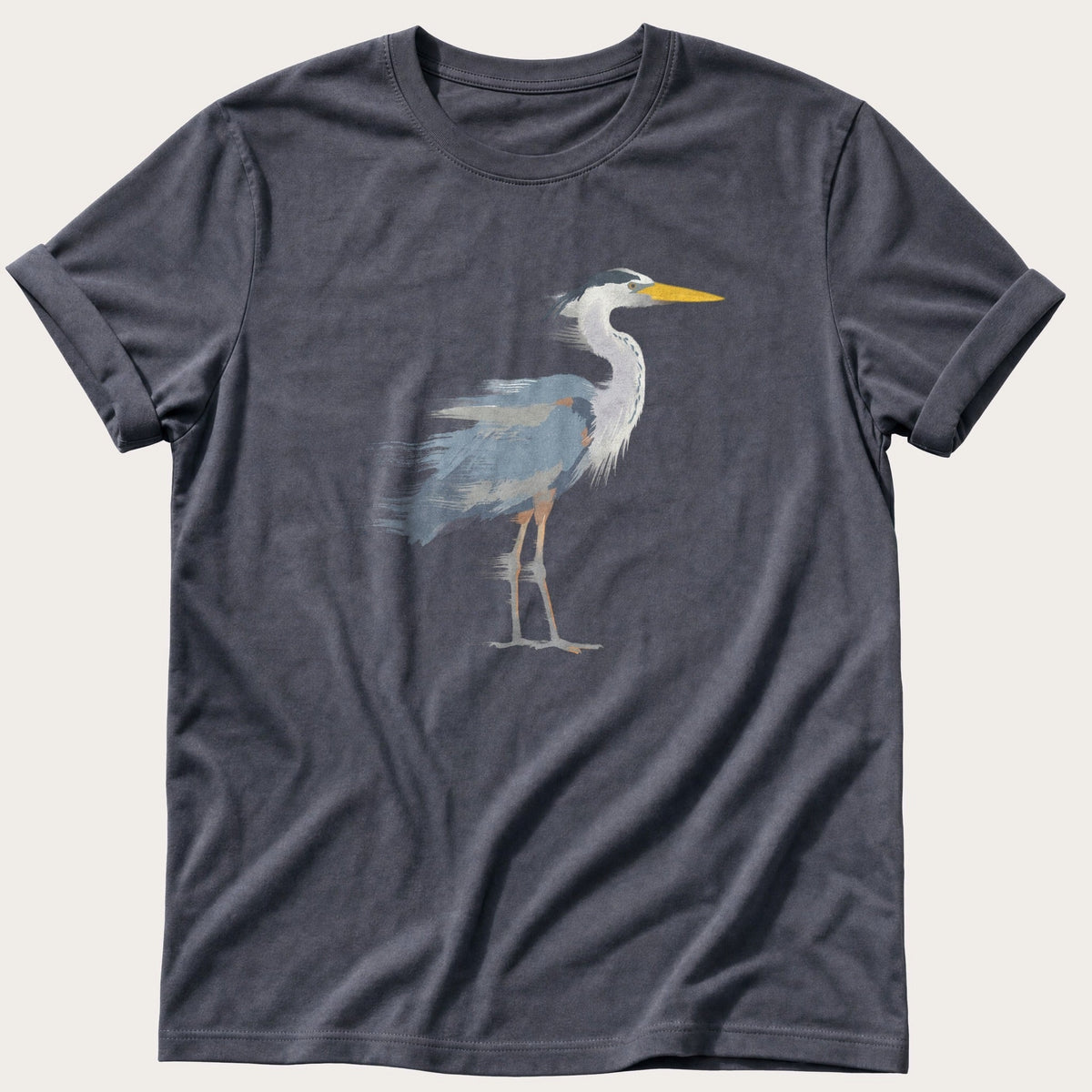 Painted Heron — Navy Comfort Colors tee
