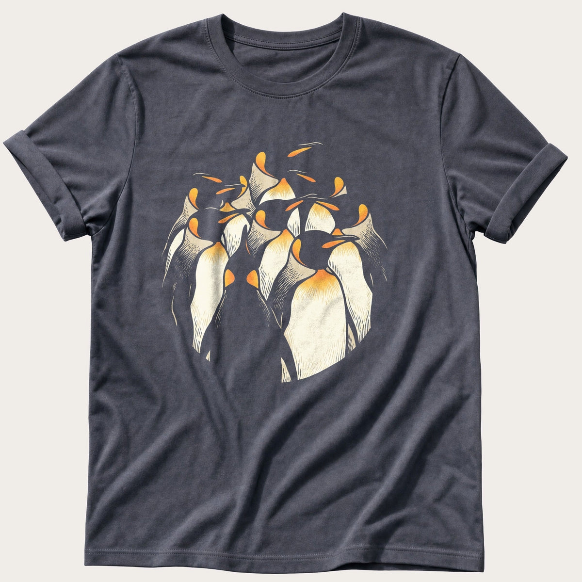 Penguin Crowd 1 — Navy Comfort Colors tee