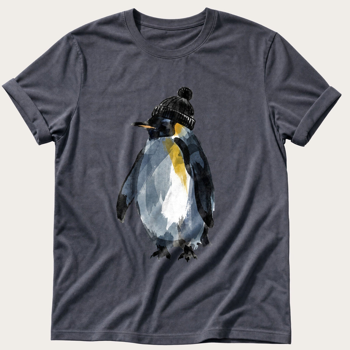 Penguin In A Bobble Hat — Navy Comfort Colors tee