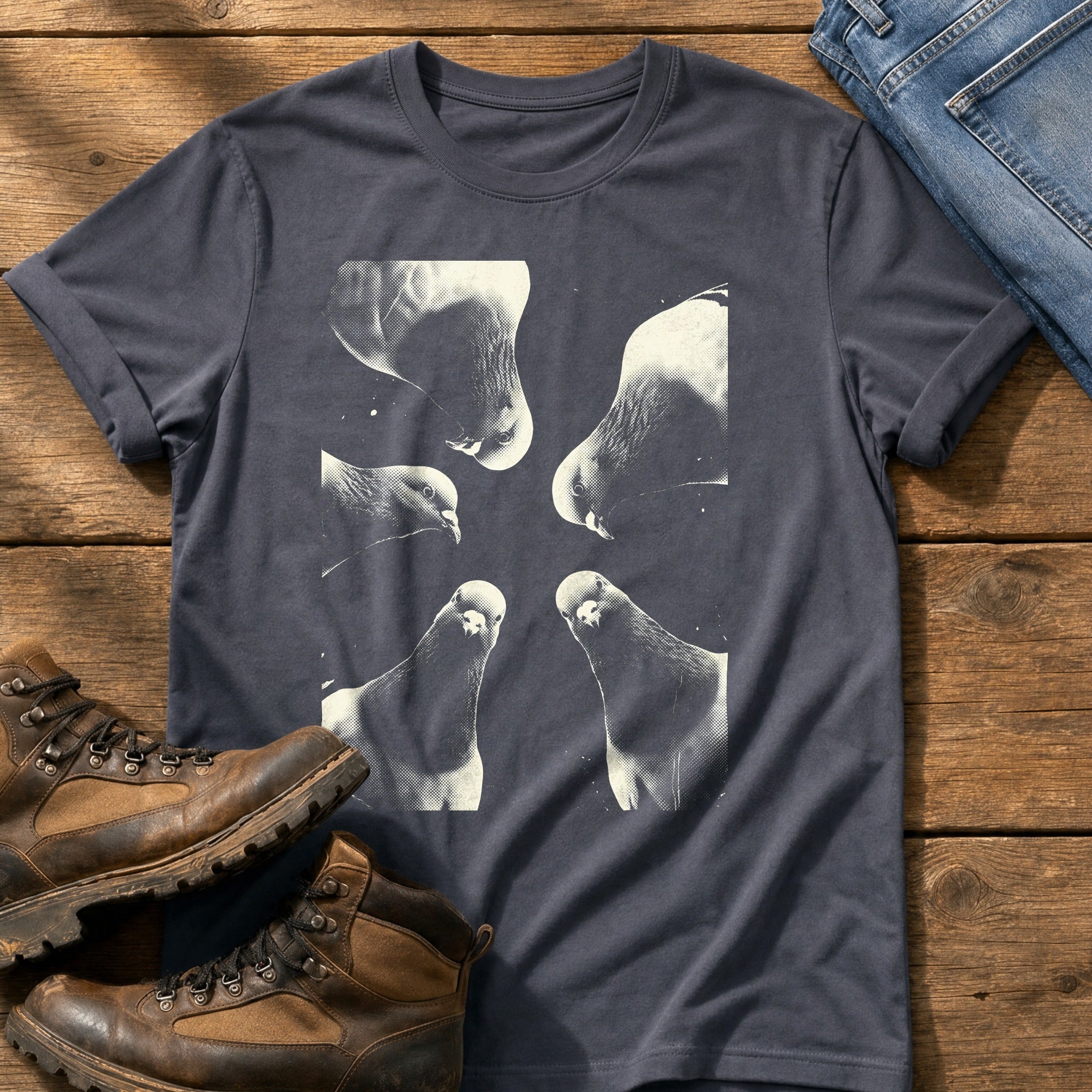 Pigeon Flock 7 — Navy Comfort Colors tee
