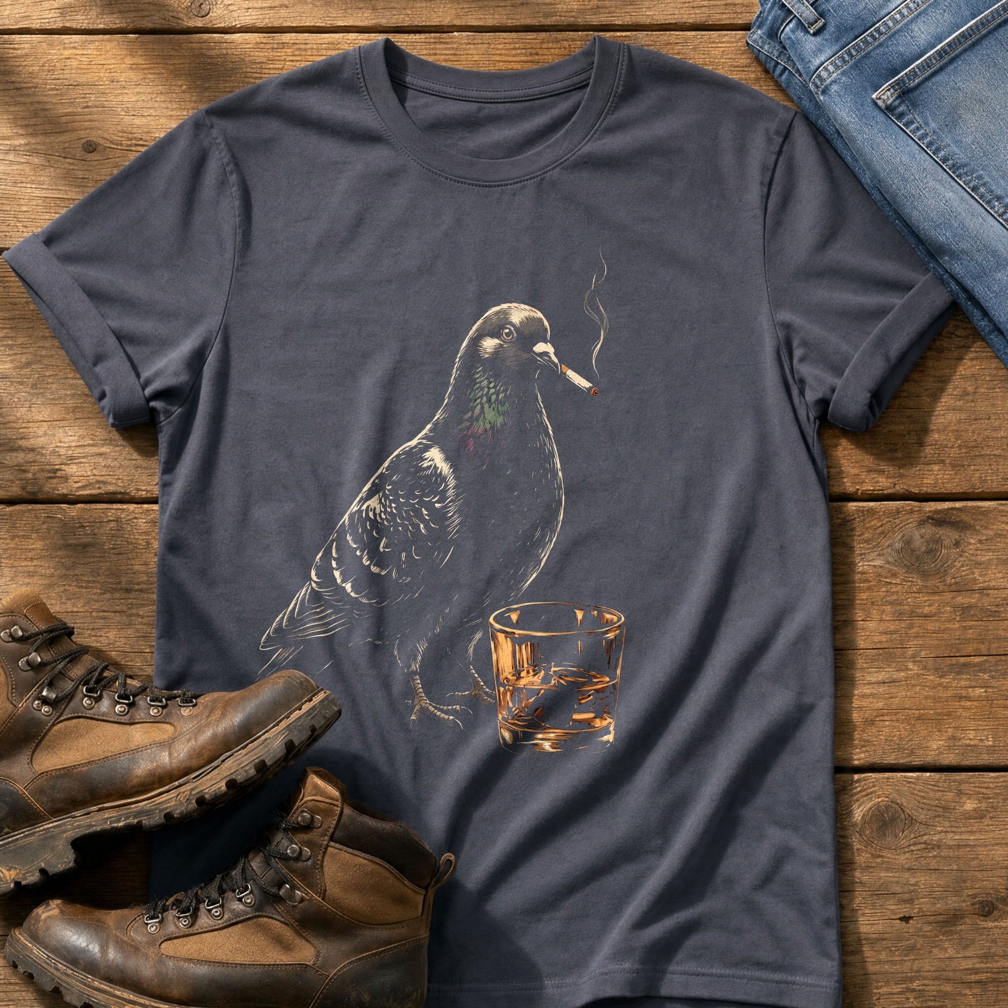 Pigeon On The Lash — Navy Comfort Colors tee