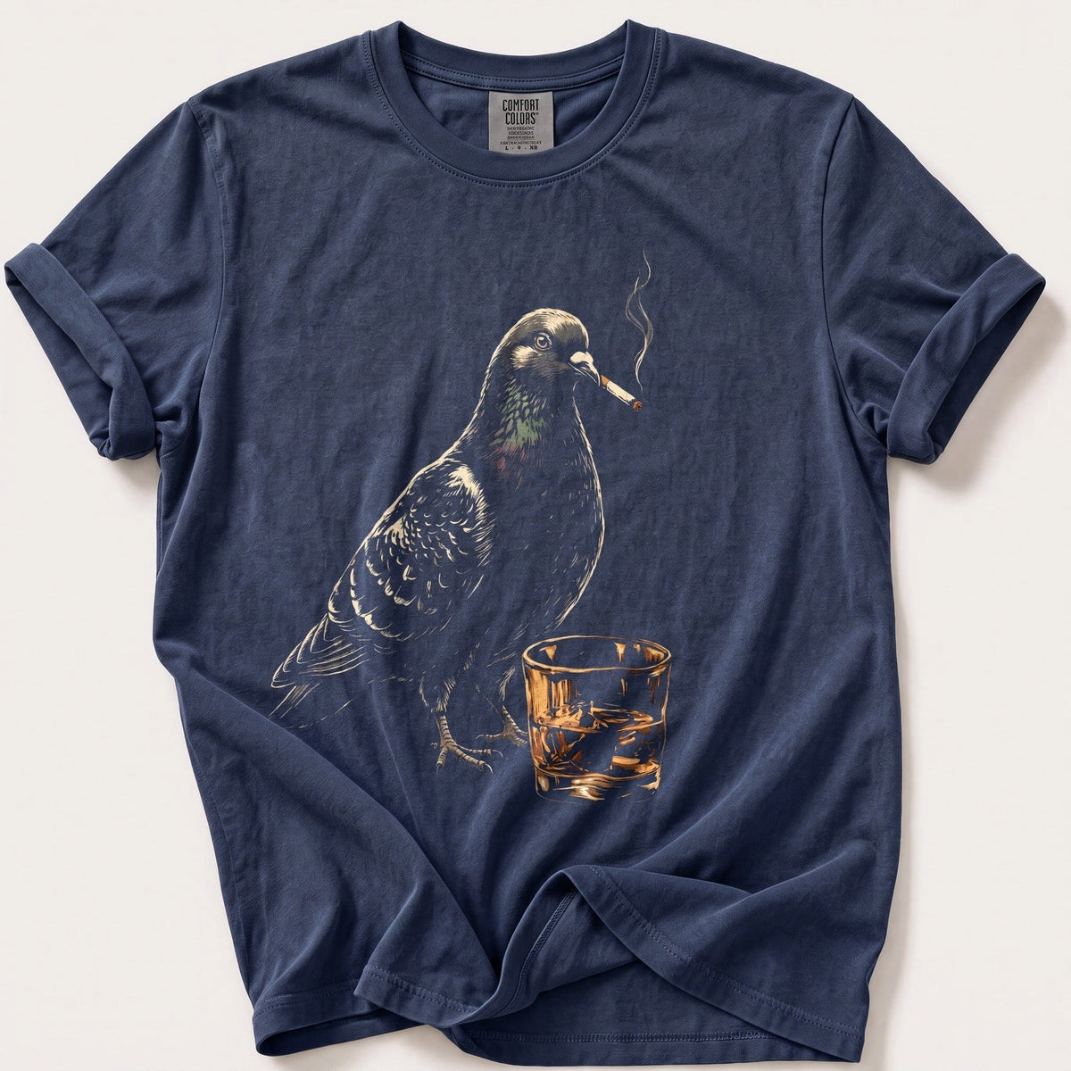 Pigeon On The Lash — Navy Comfort Colors tee