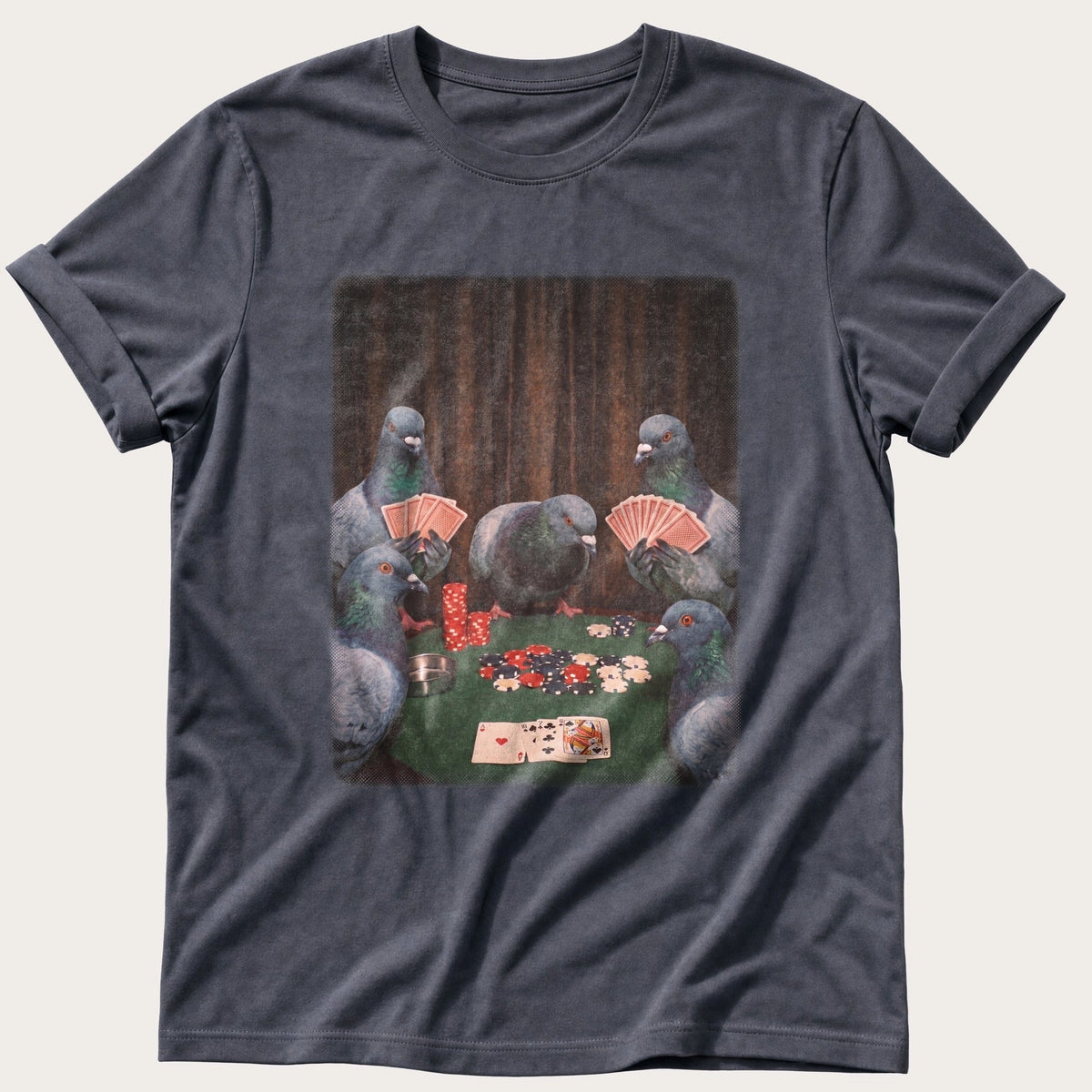 Pigeon Poker Night — Navy Comfort Colors tee