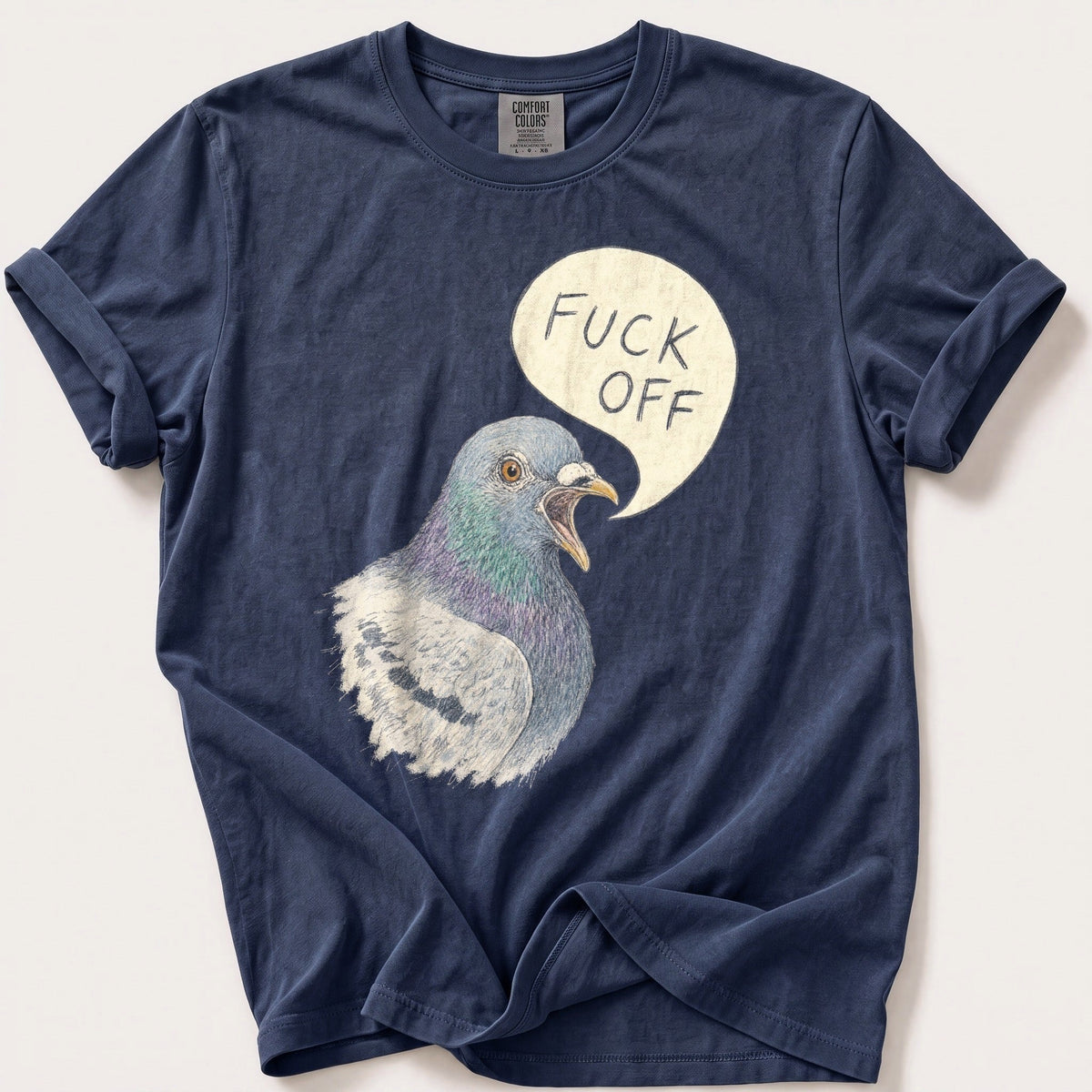 Pigeon With Opinions — Navy Comfort Colors tee