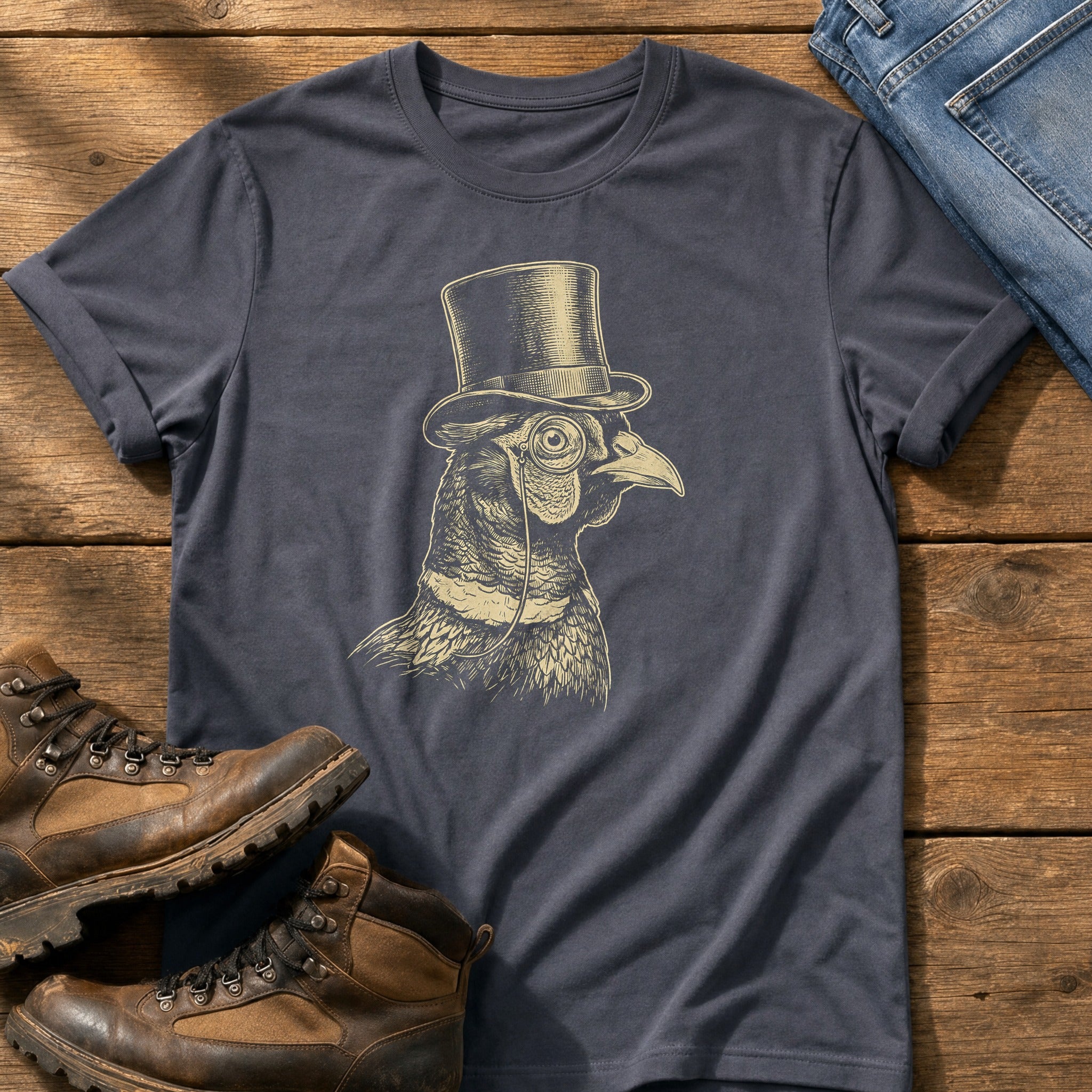 Posh Pheasant 8 — Navy Comfort Colors tee