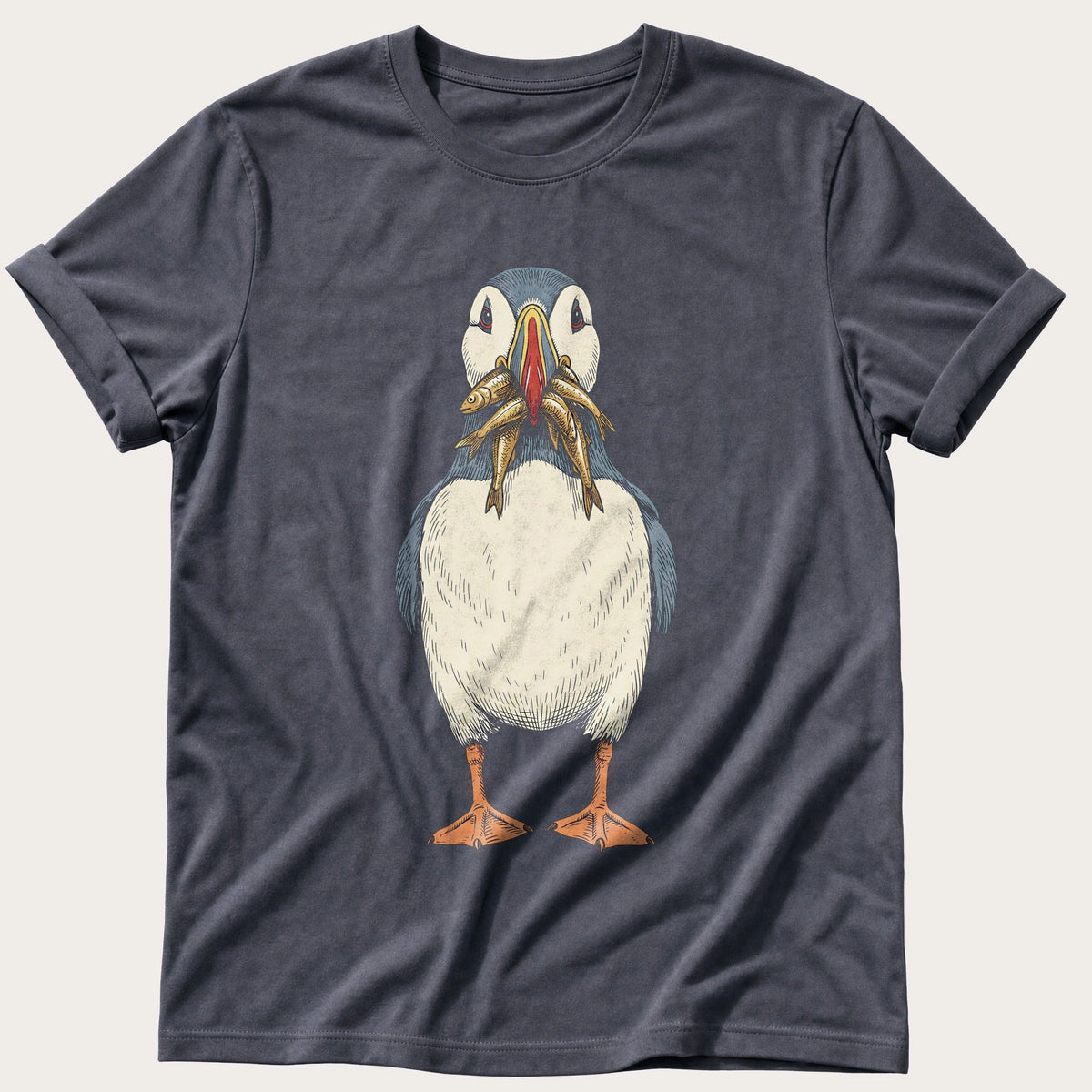 Puffin And Fish 7 — Navy Comfort Colors tee