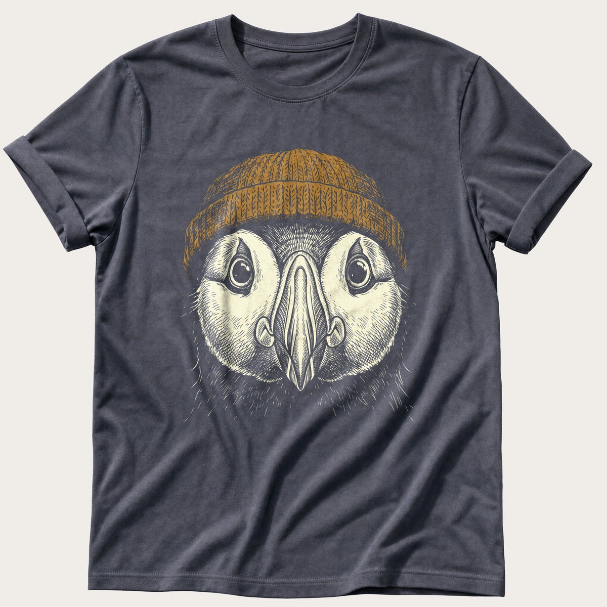 Puffin Beanie 12 — Navy Comfort Colors tee
