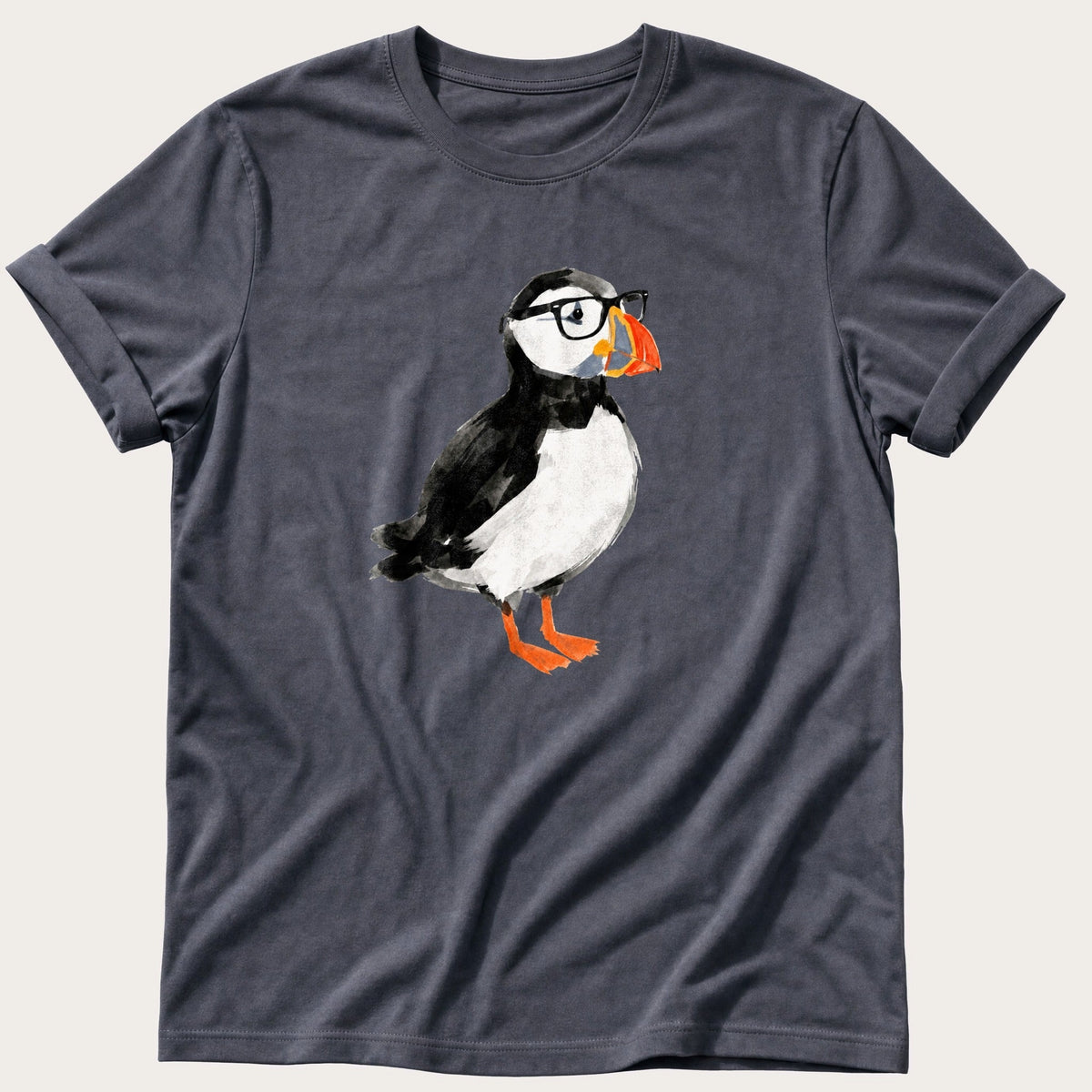 Puffin In Glasses — Navy Comfort Colors tee