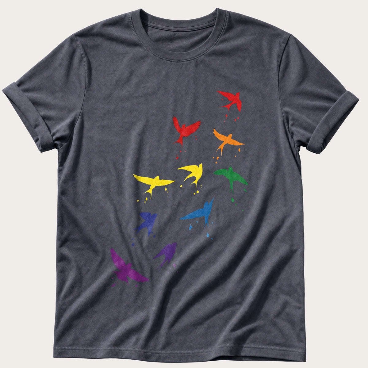 Rainbow birds — Navy Comfort Colors tee