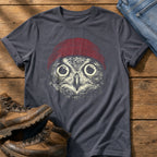 Red Beanie Owl — Navy Comfort Colors tee