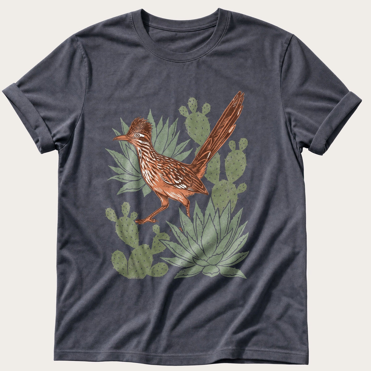 Roadrunner & Cactus — Navy Comfort Colors tee