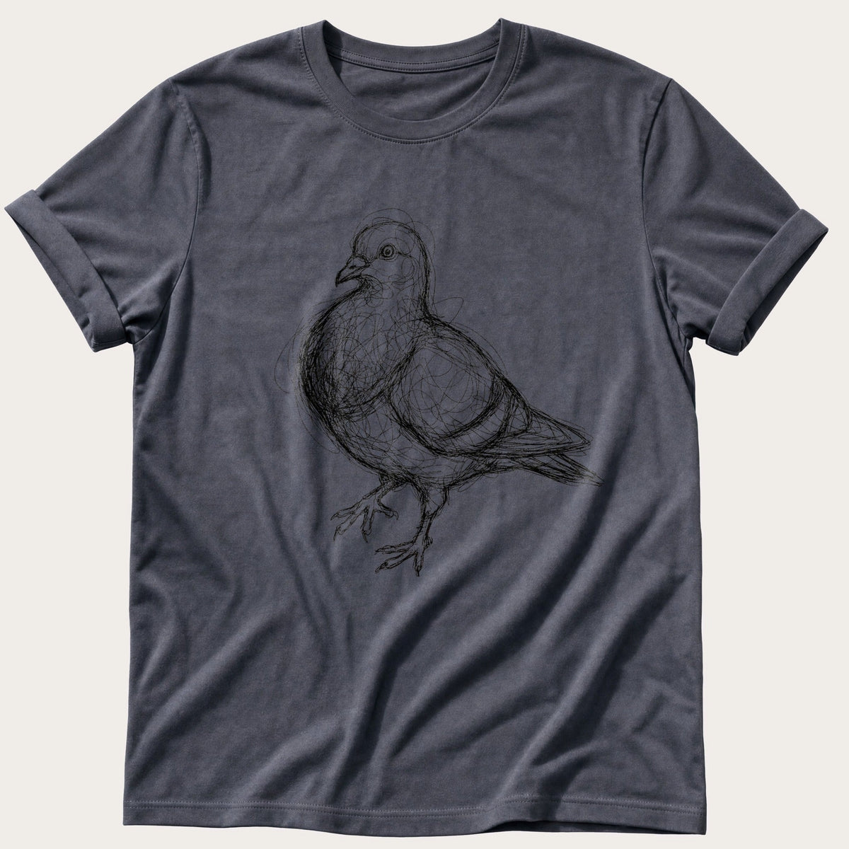 Scribble Pigeon — Navy Comfort Colors tee
