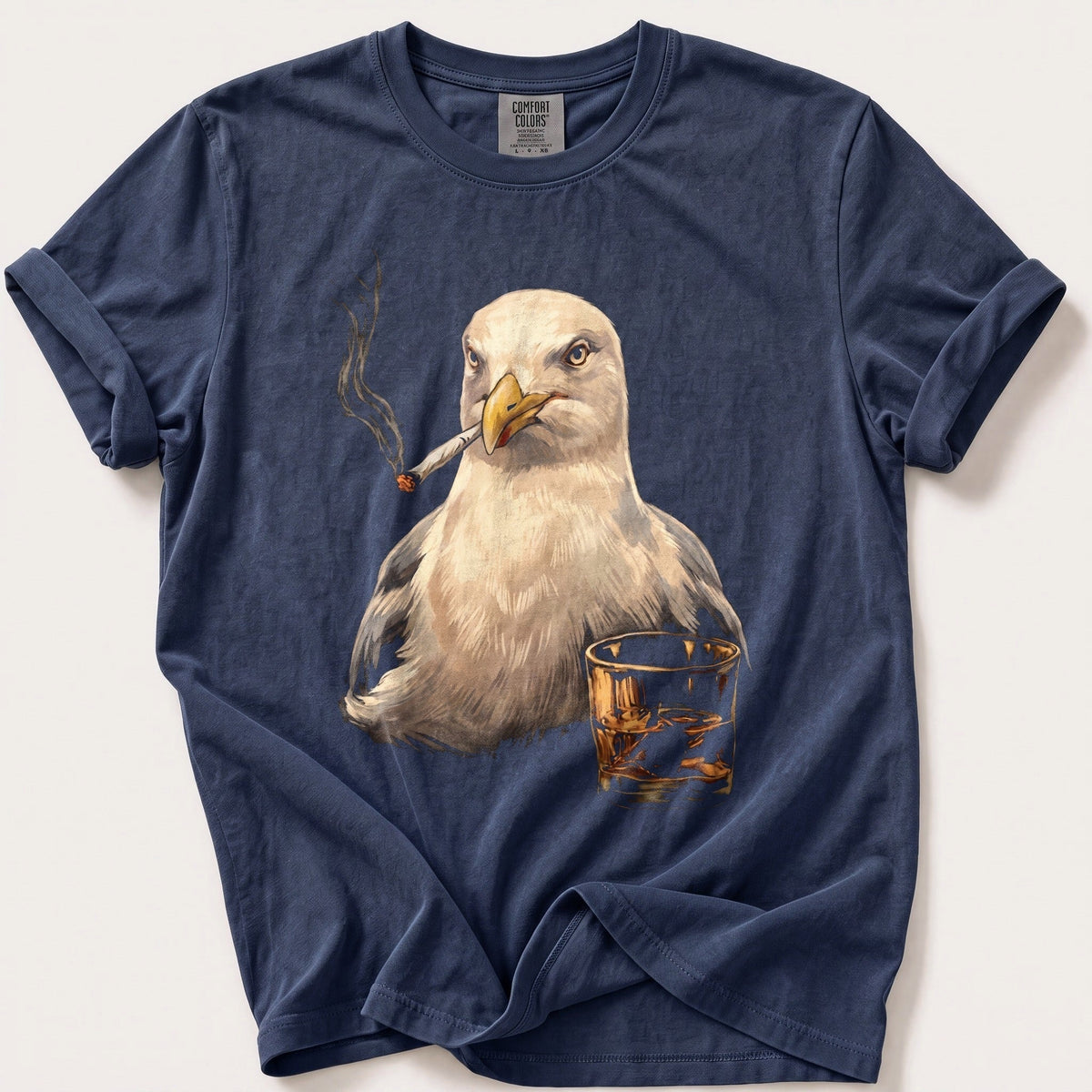 Seagull Nightcap — Navy Comfort Colors tee