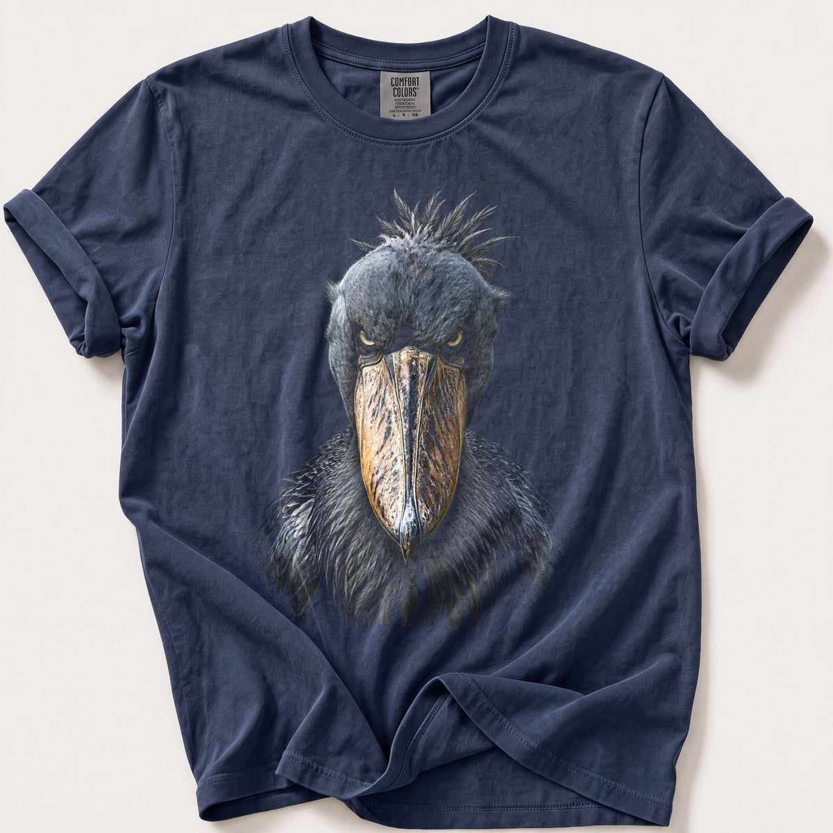 Shoebill Stare — Navy Comfort Colors tee