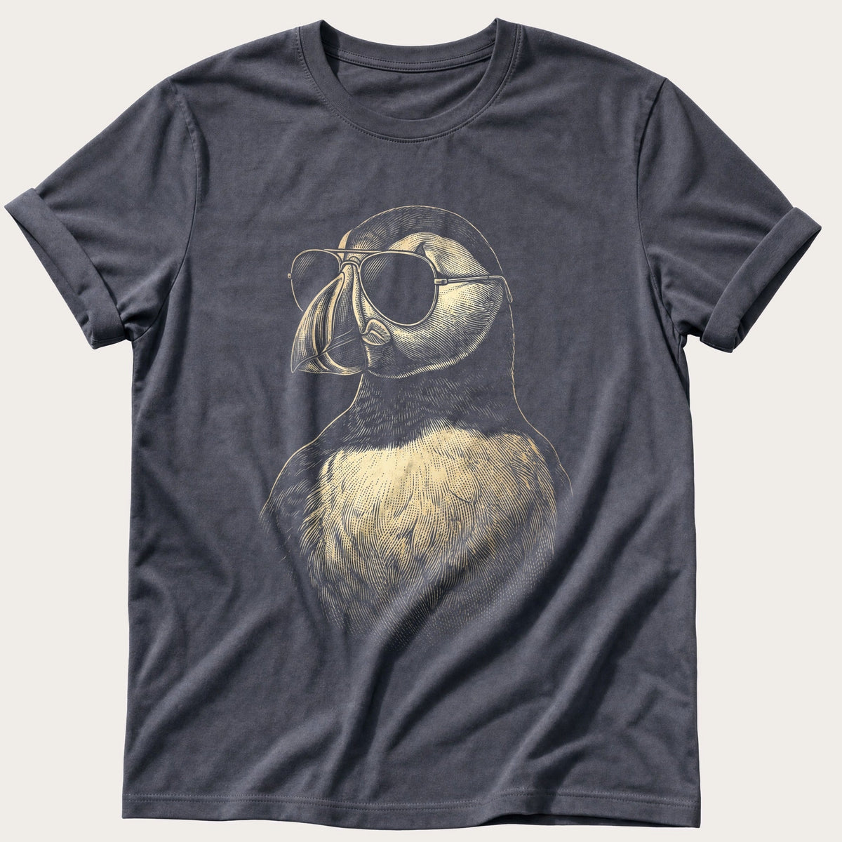 Sunglass Puffin 5 — Navy Comfort Colors tee