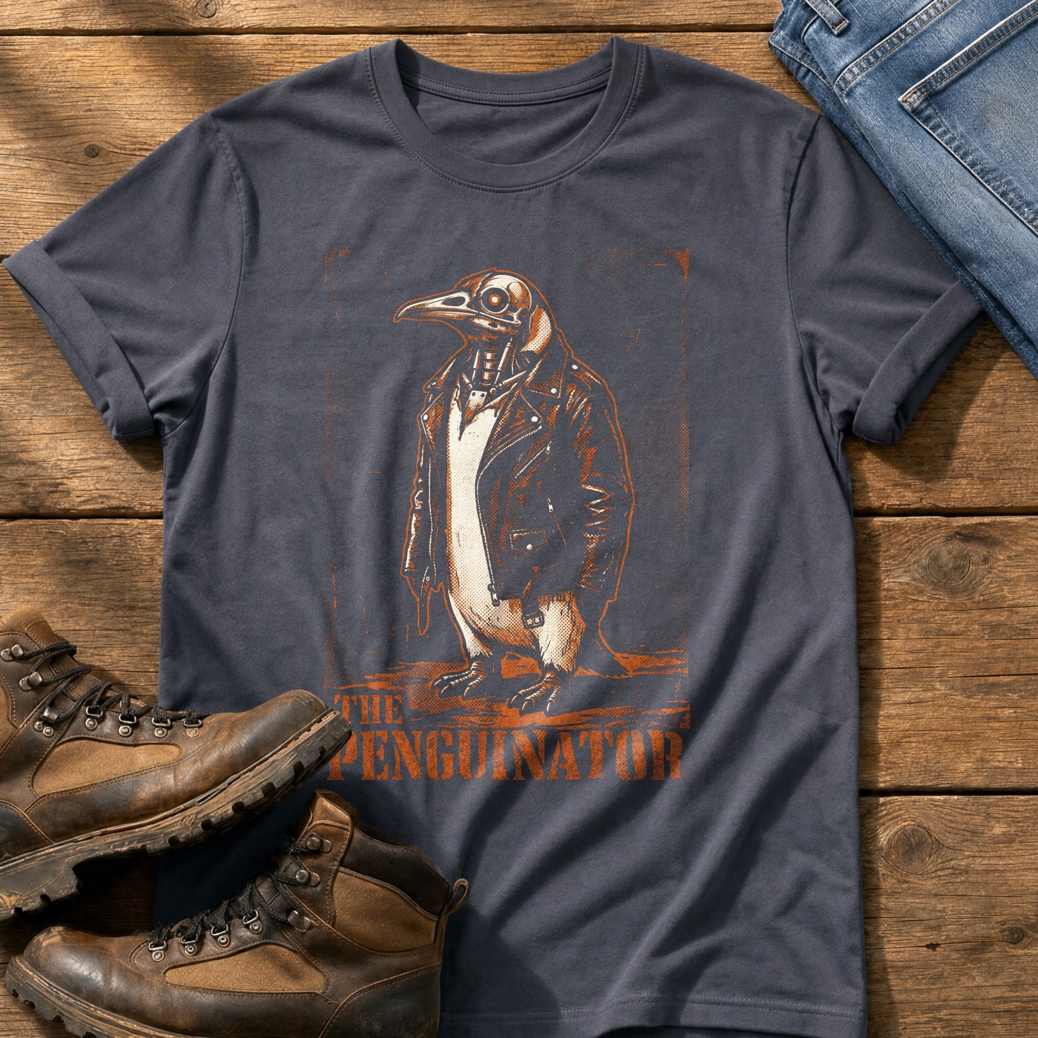 The Penguinator — Navy Comfort Colors tee