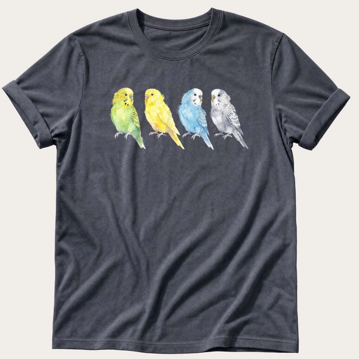 Watercolour Budgies — Navy Comfort Colors tee