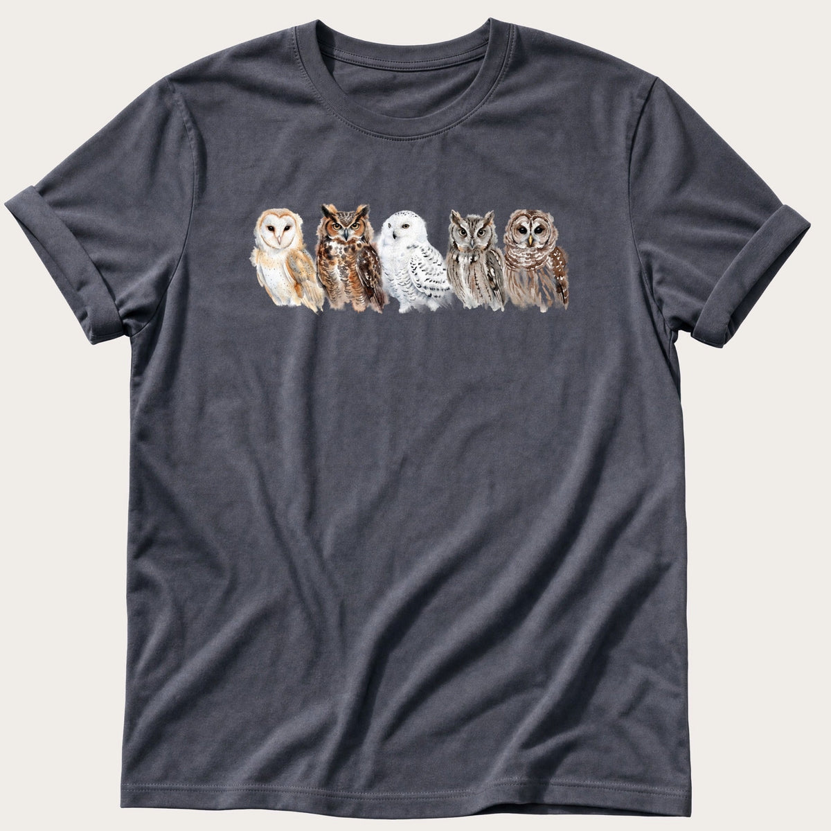 Watercolour Owls — Navy Comfort Colors tee