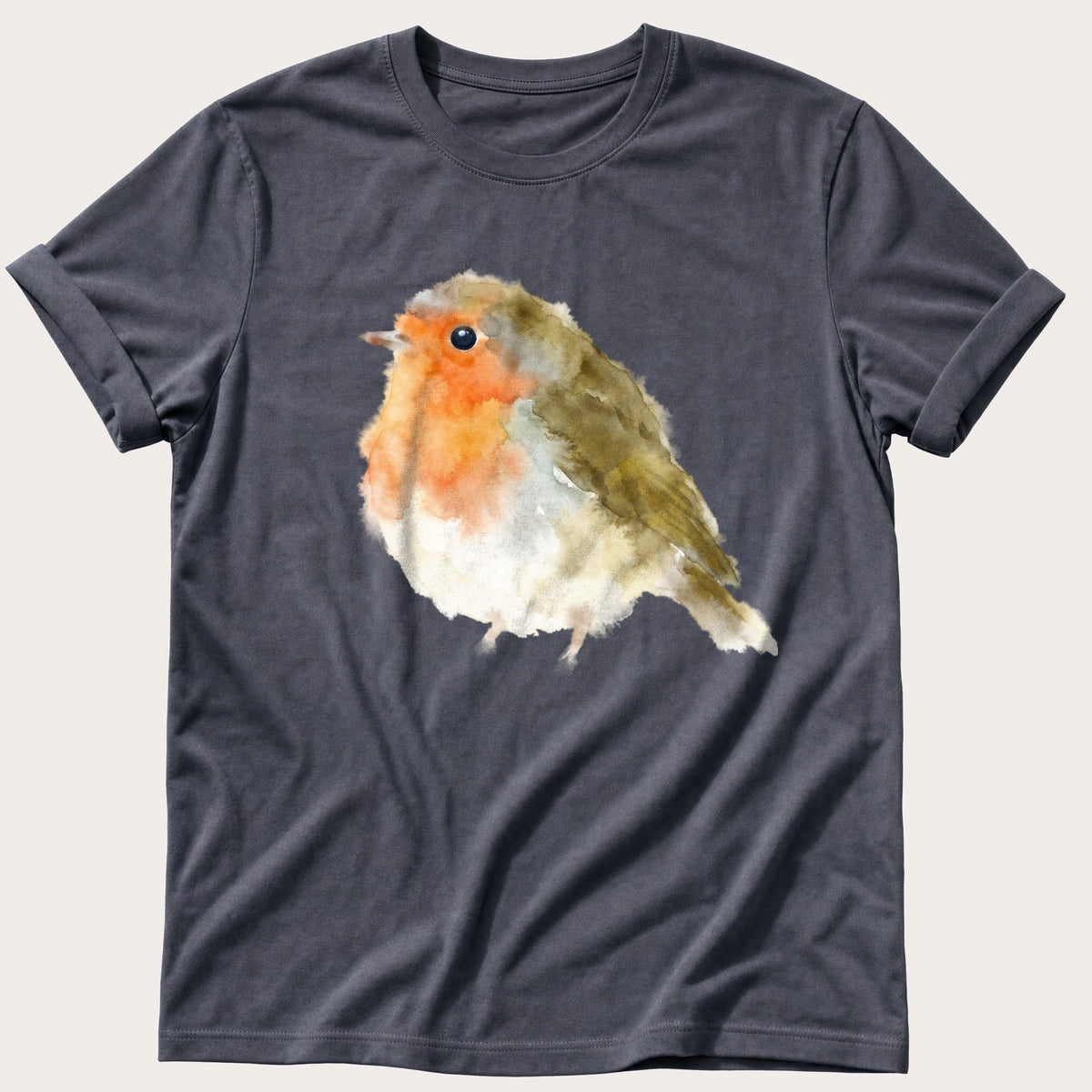 Watercolour Robin — Navy Comfort Colors tee