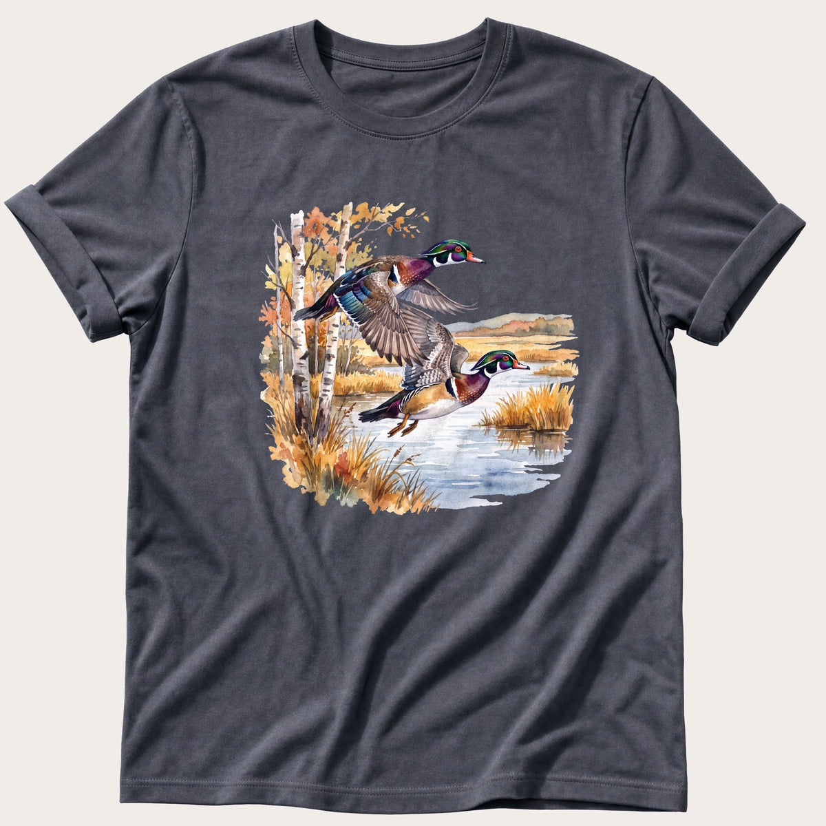 Wood Ducks At The Marsh — Navy Comfort Colors tee