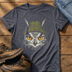 Woodland Owl Beanie 7 — Navy Comfort Colors tee