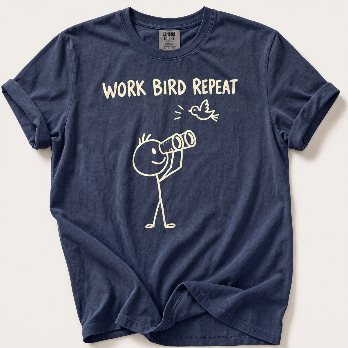 Work Bird Repeat — Navy Comfort Colors tee