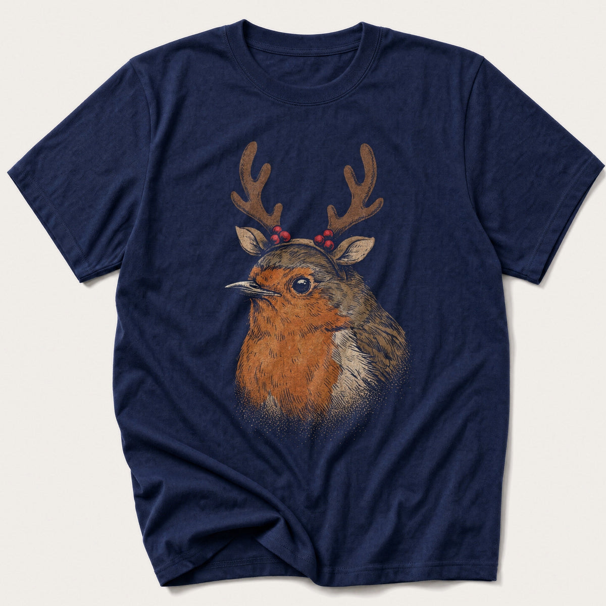 Antler Robin Portrait — Navy T-Shirt