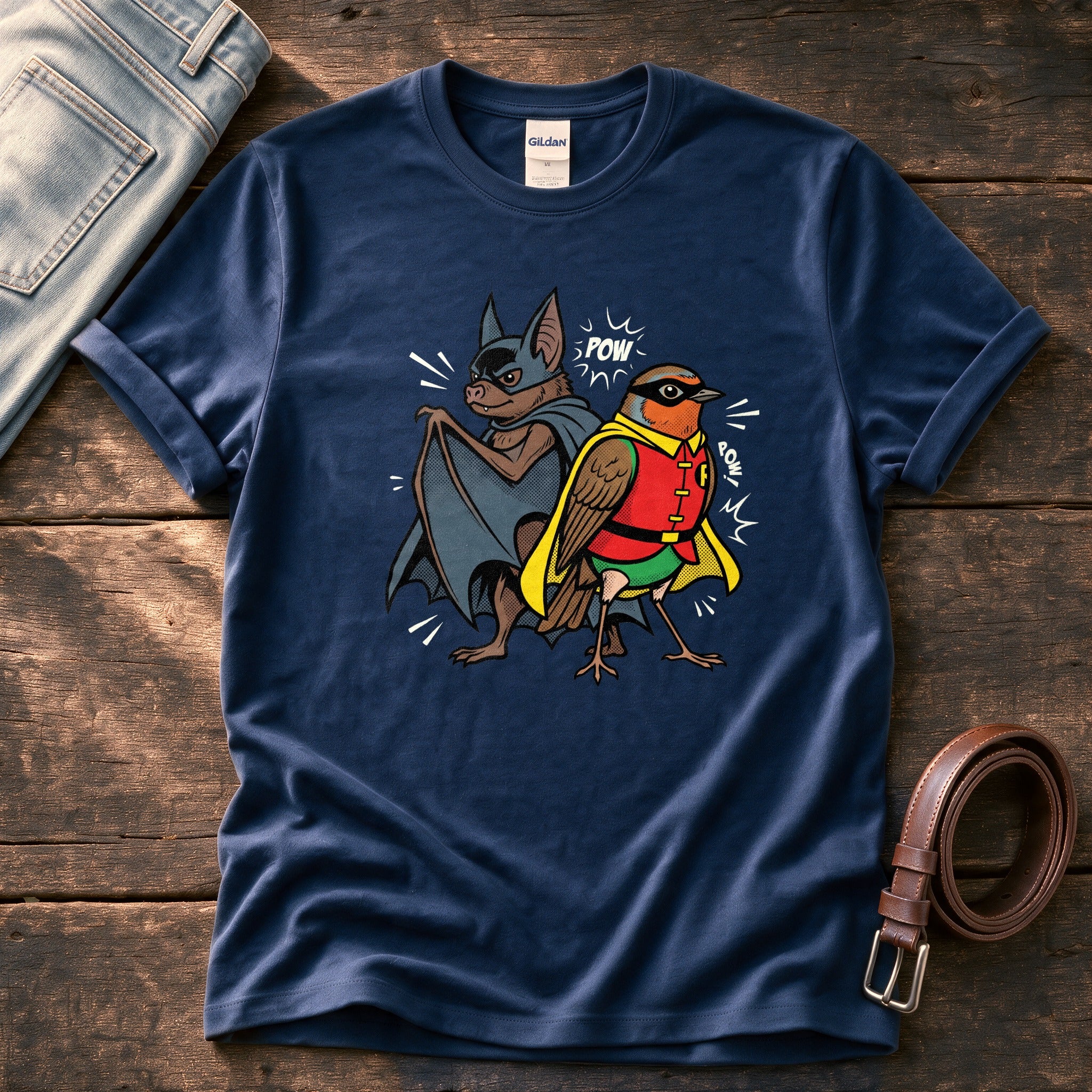 Bat N Robin 44 — Navy Comfort Colors tee