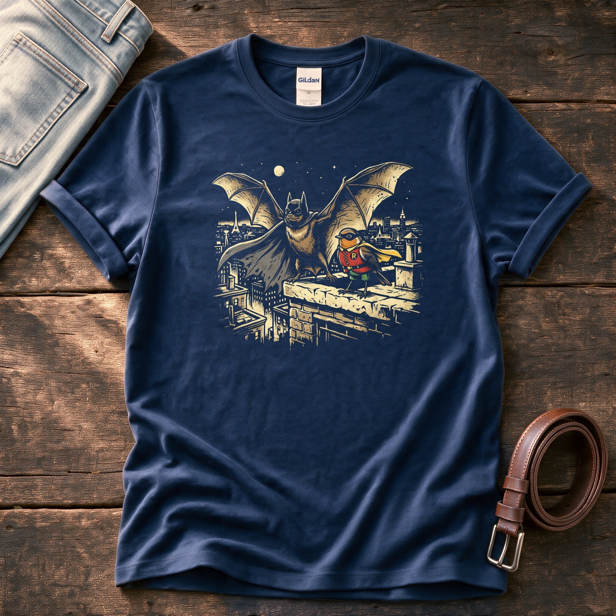 Bat N Robin 7 — Navy Comfort Colors tee